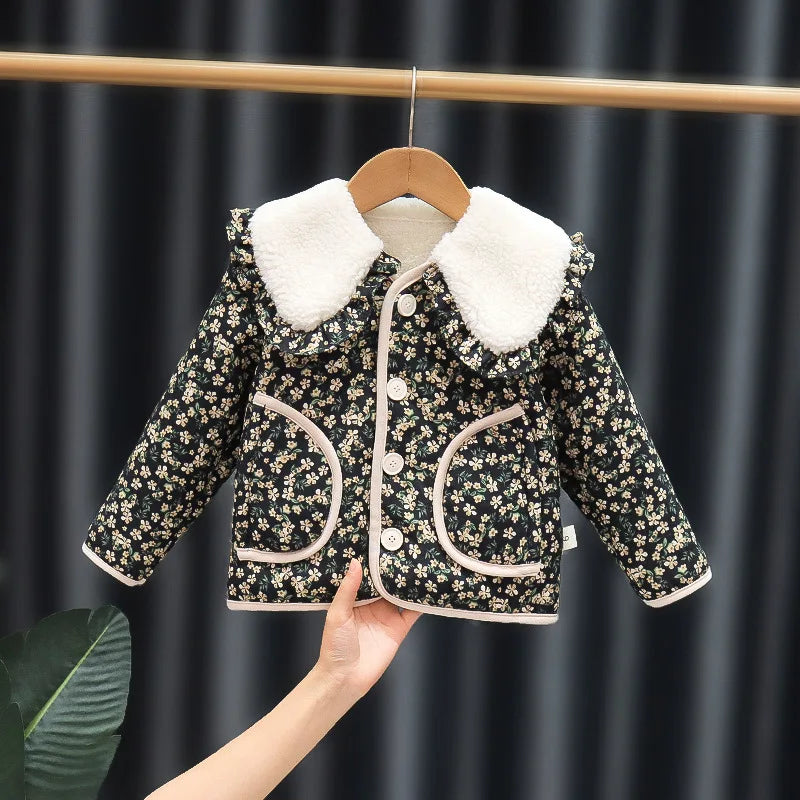 Maxy Girls Warm Coats Winter Children Thick Velvet Jackets For Baby Outerwear Down Clothes Toddler Outdoors Tops Kids 1-5 Years