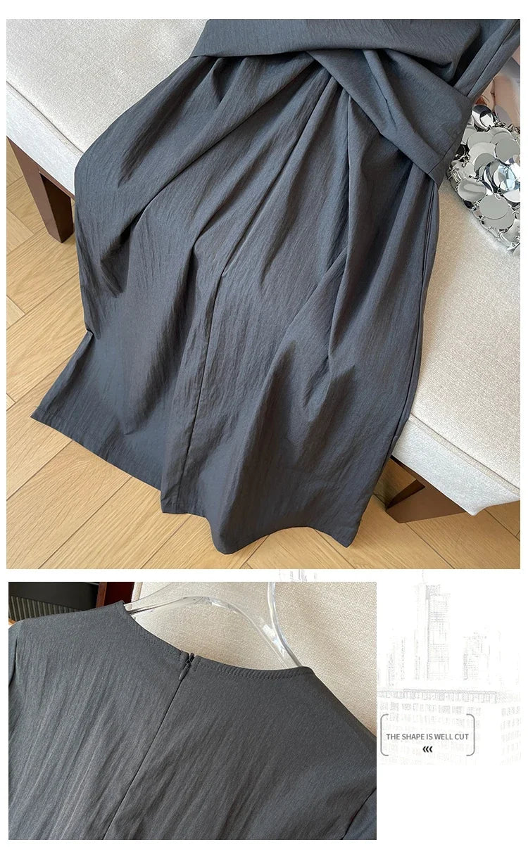 Maxy Elegant Vintage Elegant Criss-Cross Loose Evening High Street Plus Size Clothing Long dress women clothing