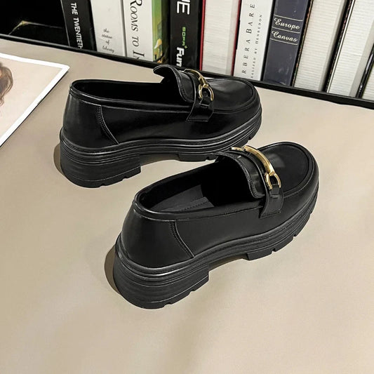 Maxy Hight Quality Spring New Business Casual Style Black Patent Leather Loafer For Women's Daily Dress Height Increasing Shoes