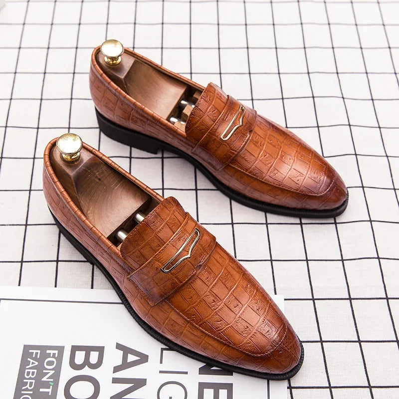 Amay Shoes men leather original Italian classic blue penny loafer shoes red dress shoes wedding shoes men formal flats big size 38-48