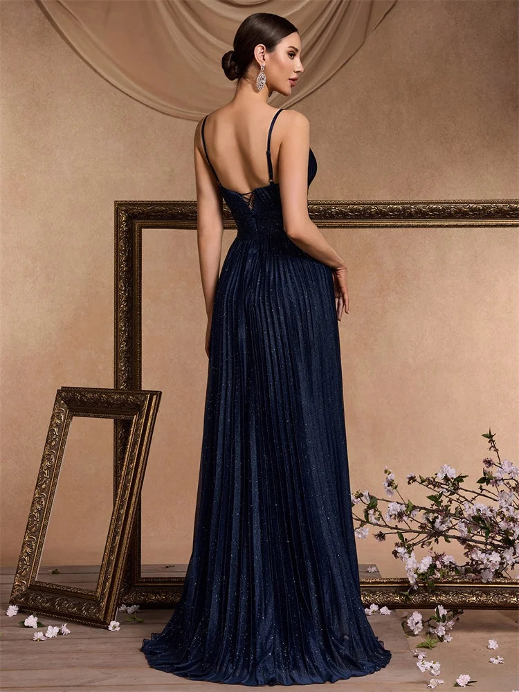 Maxy Elegant A-line Green Evening Dress Luxury Floor Length Women Backless Formal Wedding Party Prom Caicktail Dress Gowns