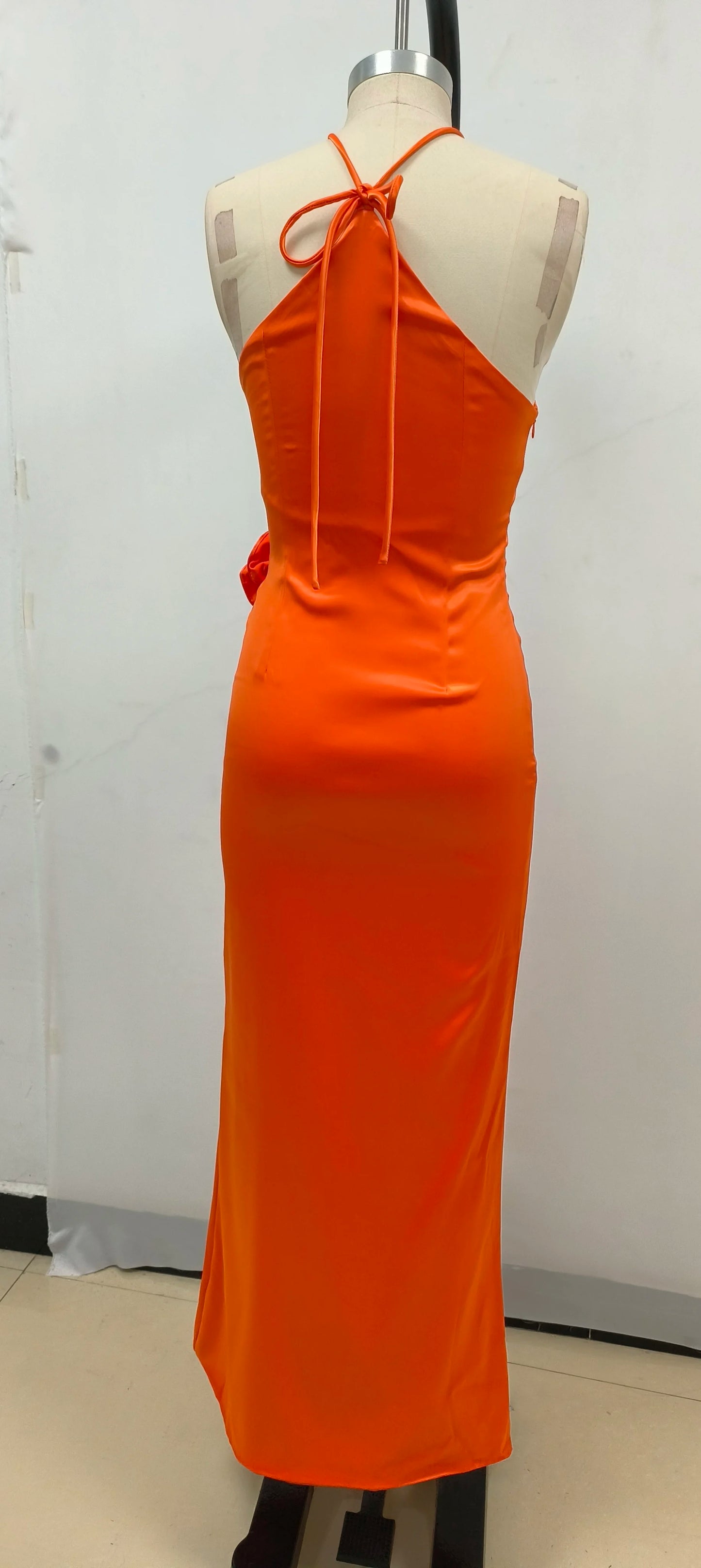 Women Orange Party Dress Luxury Designer Maxy Ankle Length Celebrity Evening Birthday Gowns Soft Comfortable Dresses