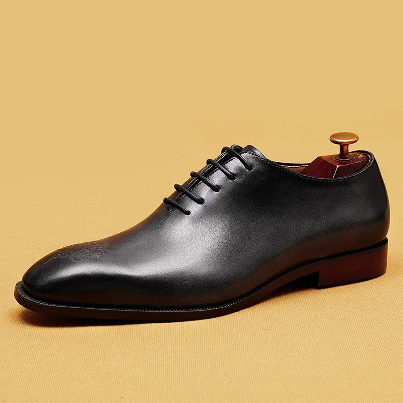 Visco Italian Shoes Men Wedding Dress Shoes Fashion Genuine Leather Square Toe Lace Up Business Shoe Formal Gray Brown Party Shoes