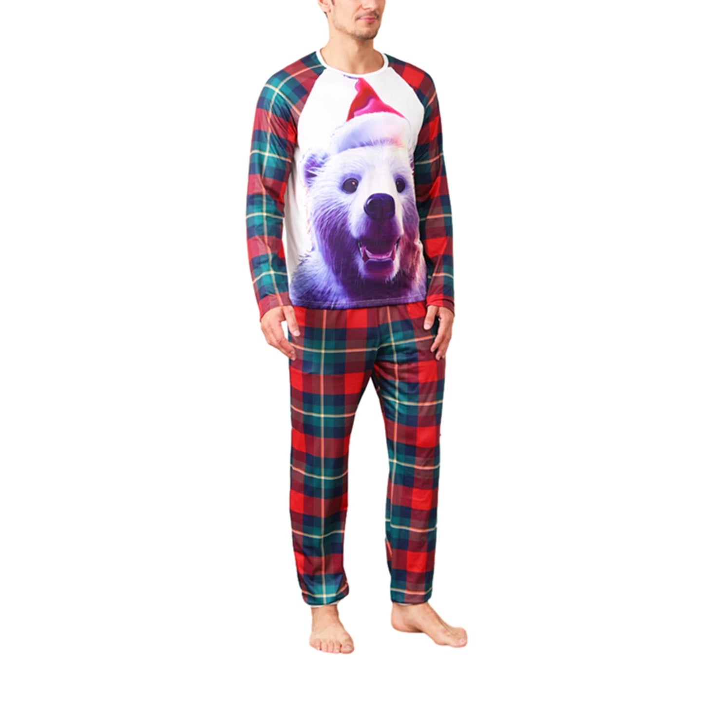 Matching Family Christmas Pajamas Reindeer Print Long Sleeve Tops and Snowflake Pants Sleepwear Set for Adults and Kids