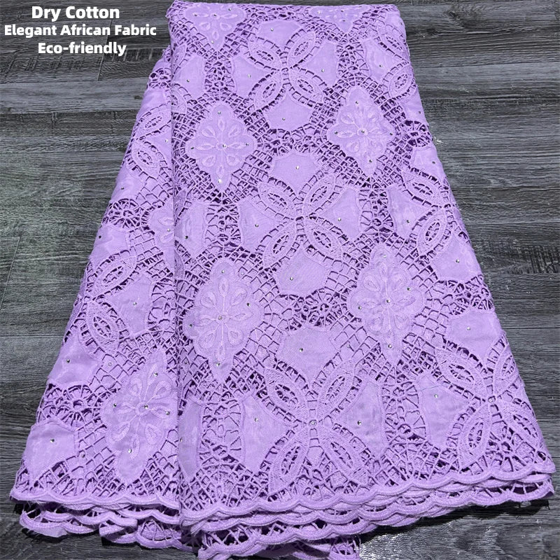 Maxy Pink Dry Cotton Lace Fabric High Quality 5 Yards Embroidered Lace Swiss Fabric Women Dress for Party A3851