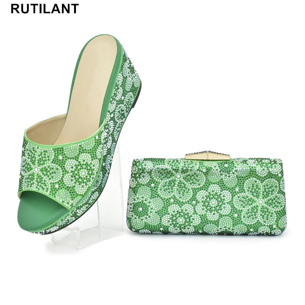 Maxy New Arrival High Quality Women Shoes and Bags To Match Set Italy Shoes and Matching Purse for Women Party Summer Shoes Big Size