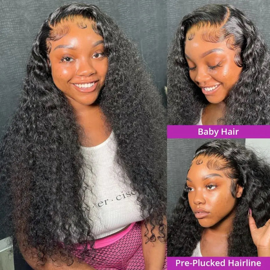 Maxy Deep Wave Lace Front Wigs Human Hair Wigs for Women 13x4 HD Transparent Deep Curly Lace Frontal Glueless Wigs Human Hair