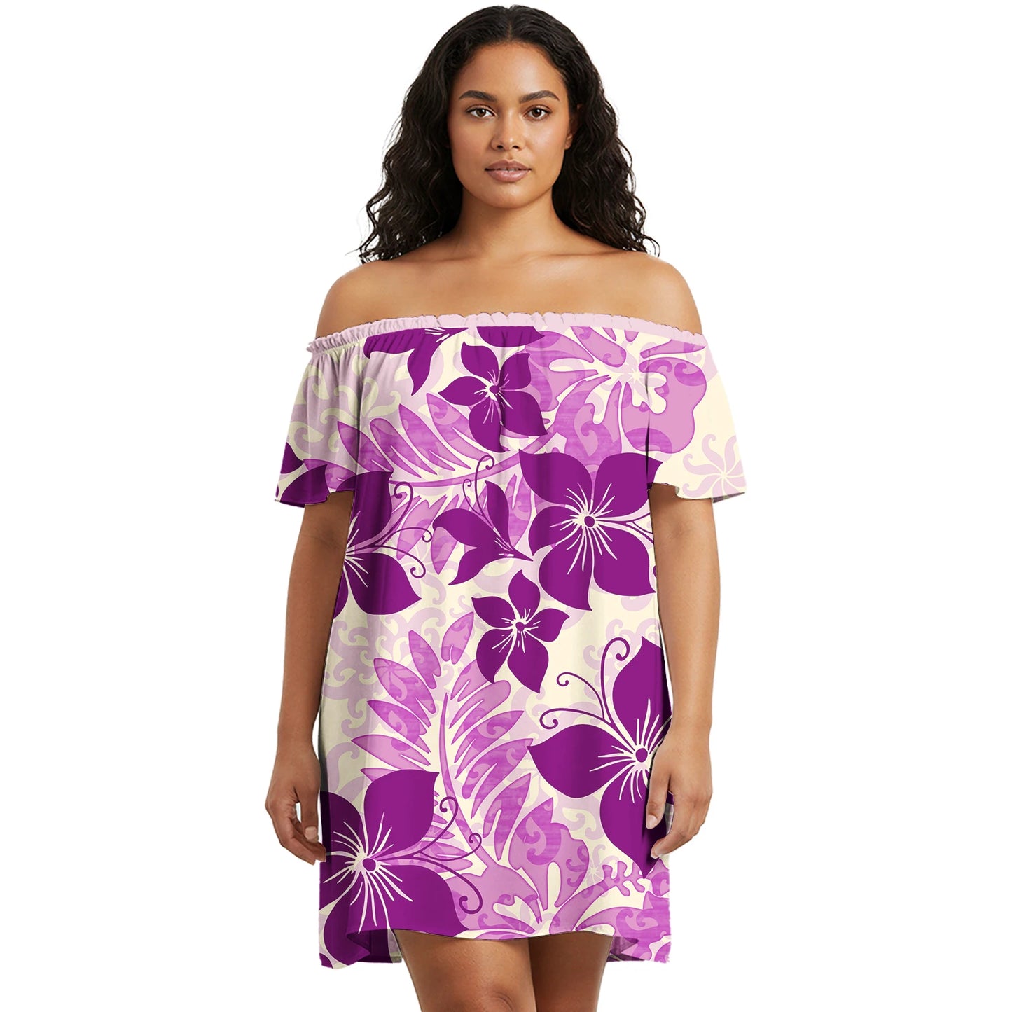 Maxy Flower Print Polynesian Micronesia Custom Dress Short Sleeve Hawaii Stylish Prom Fiji Samoa Tribal Prom Evening Dresses Lady