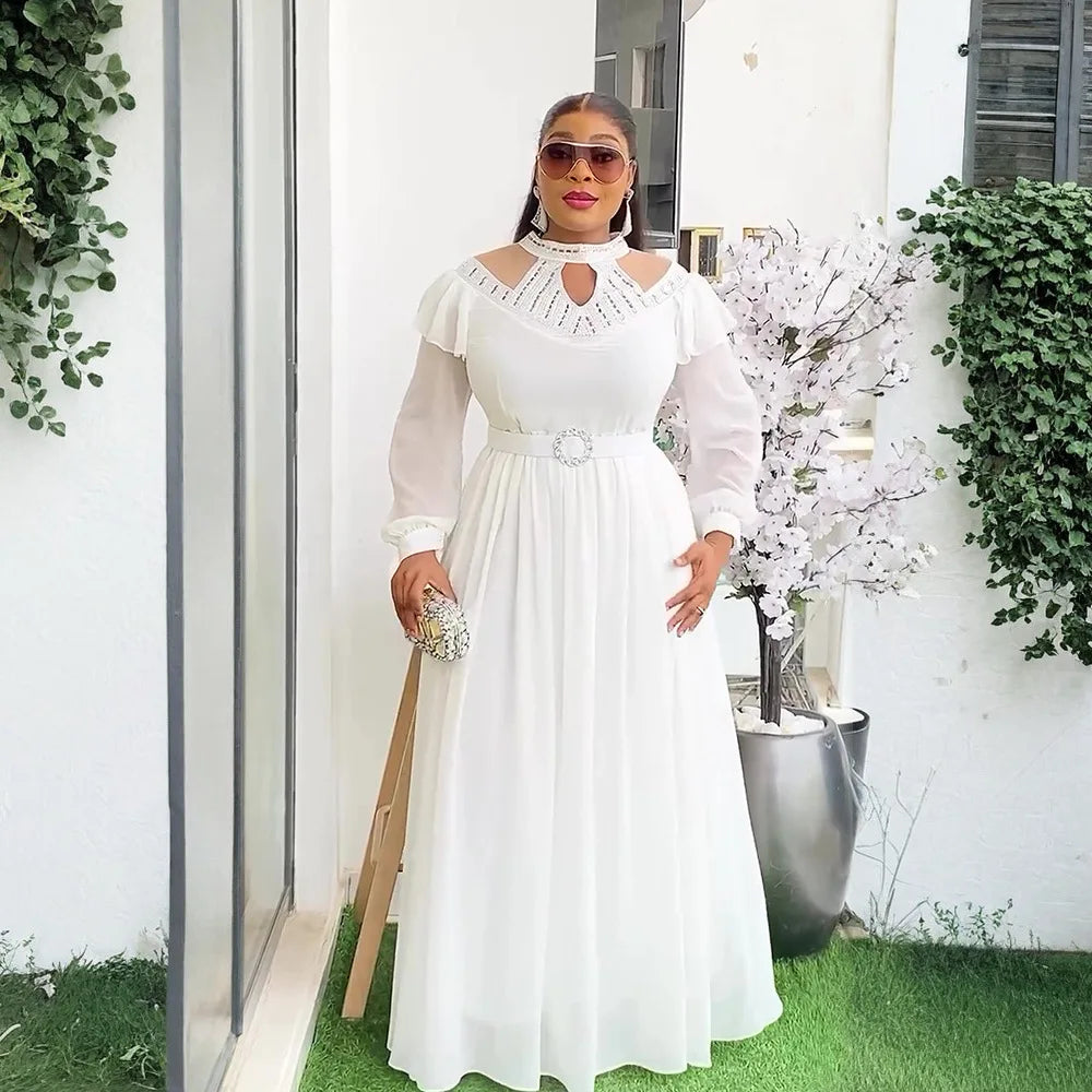 Amay Plus Size Evening Dresses for Women Luxury Diamonds Wedding Party Gown Ankara Dashiki Clothing Turkey Kaftan Robe
