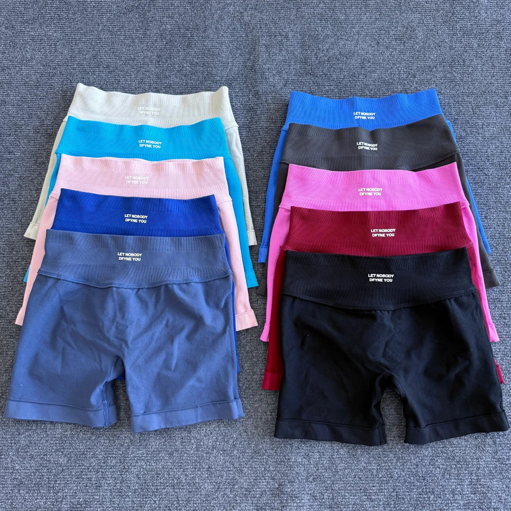 Maxy Impact Shorts with Logo Women Seamless Yoga Shorts Scrunch Bum Gym Shorts Workout Biker Short Fitness