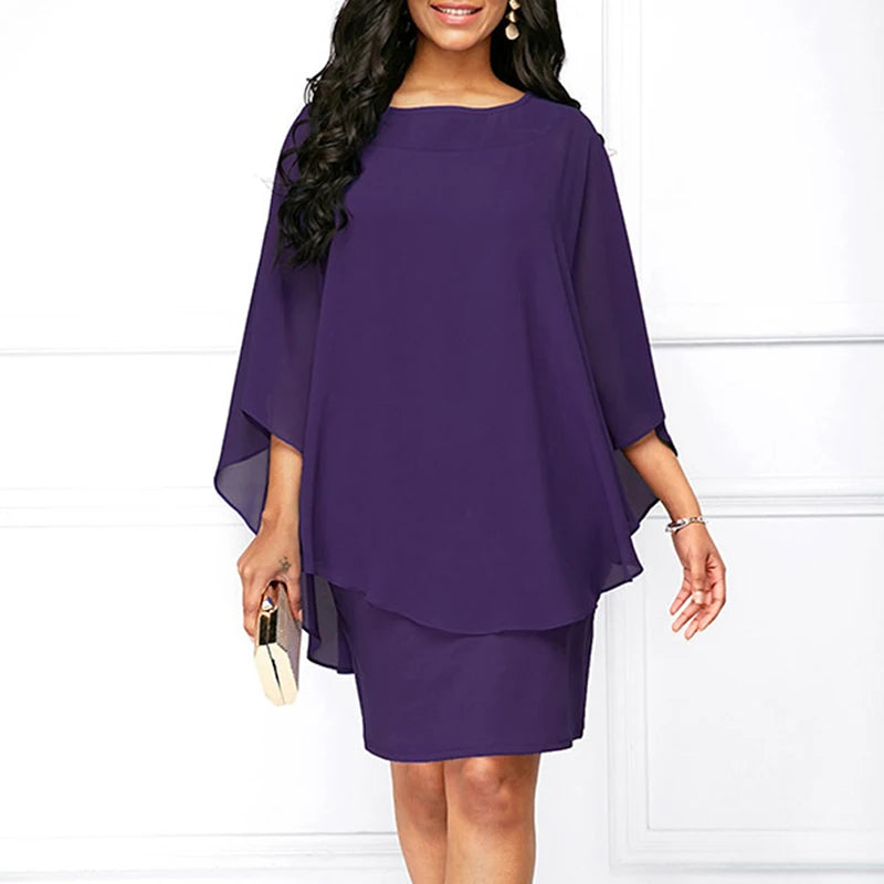 Maxy Women Mini Dress Fake  Suit Summer Style Solid Color O-Neck Casual Loose Plus Size Dresses Vestidos Casual Beach Dress