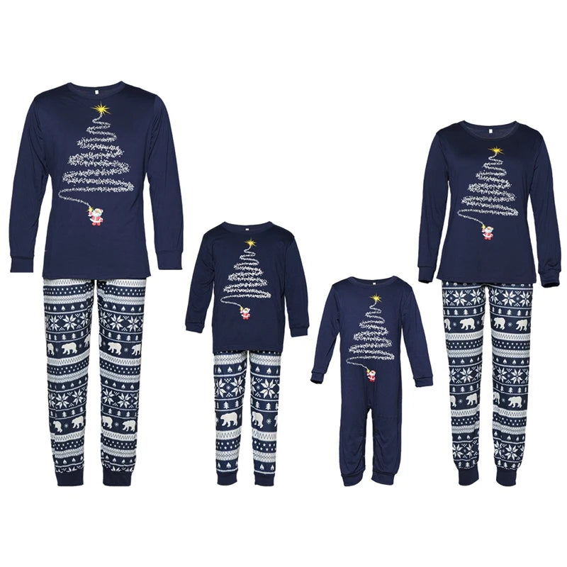 Christmas Family Matching Pajamas Set Firework Print Mom Dad Kids Home Clothes Warm Soft Sleepwear Baby&Dog Romper Xmas Look