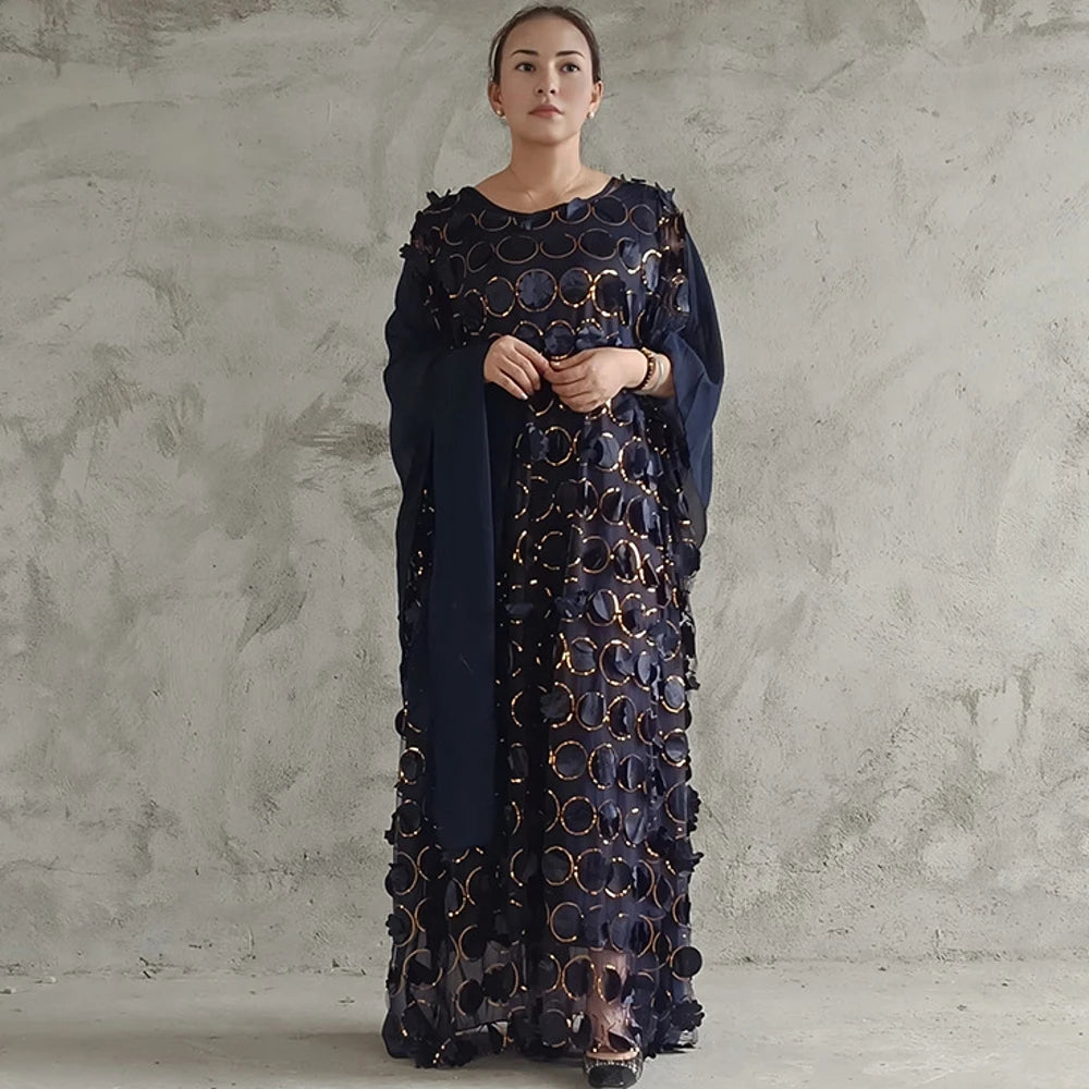 Amay Evening Dress Women Dashiki Chiffon African Clothes Robe Marocaine Luxury Dubai Kaftan Abaya Muslim Dress Vetement Plus Size
