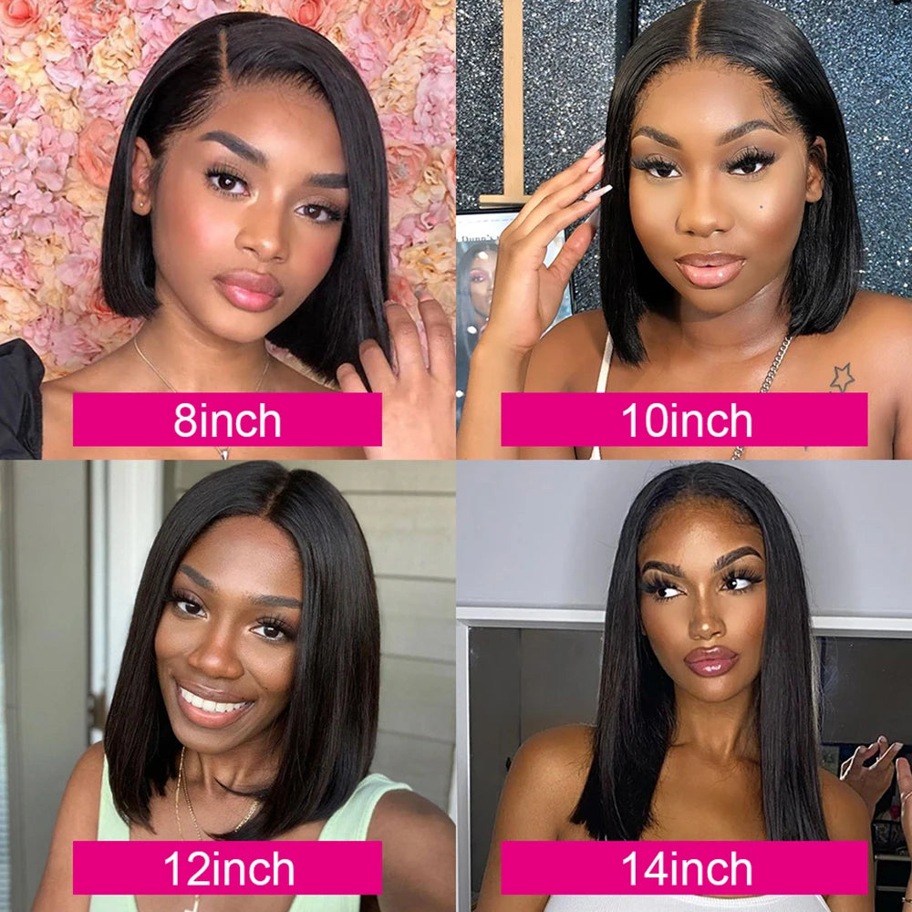 Maxy Glueless 13x4 Straight Lace Frontal Bob Wig Pre Plucked 4x4 Human Hair Wigs Brazilian Remy Bone Straight Short Bob Wig For Women