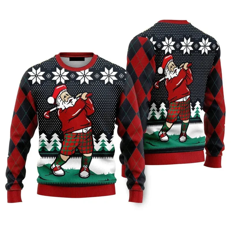 Maxy Fashion Santa Claus Beer Ugly Christmas Sweater For Men Clothing 2026 New Year Hoodie Streetwear Holiday Party Sweatshirts