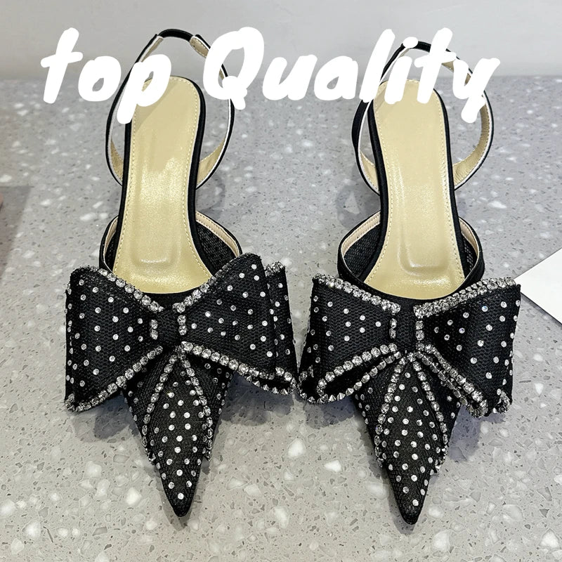 Visco Fashion Sandilya's Woman High-heeled Shoes Women Summer Party Dress Shoes Thin High Heels Sandals  Rhinestone Chain Decor
