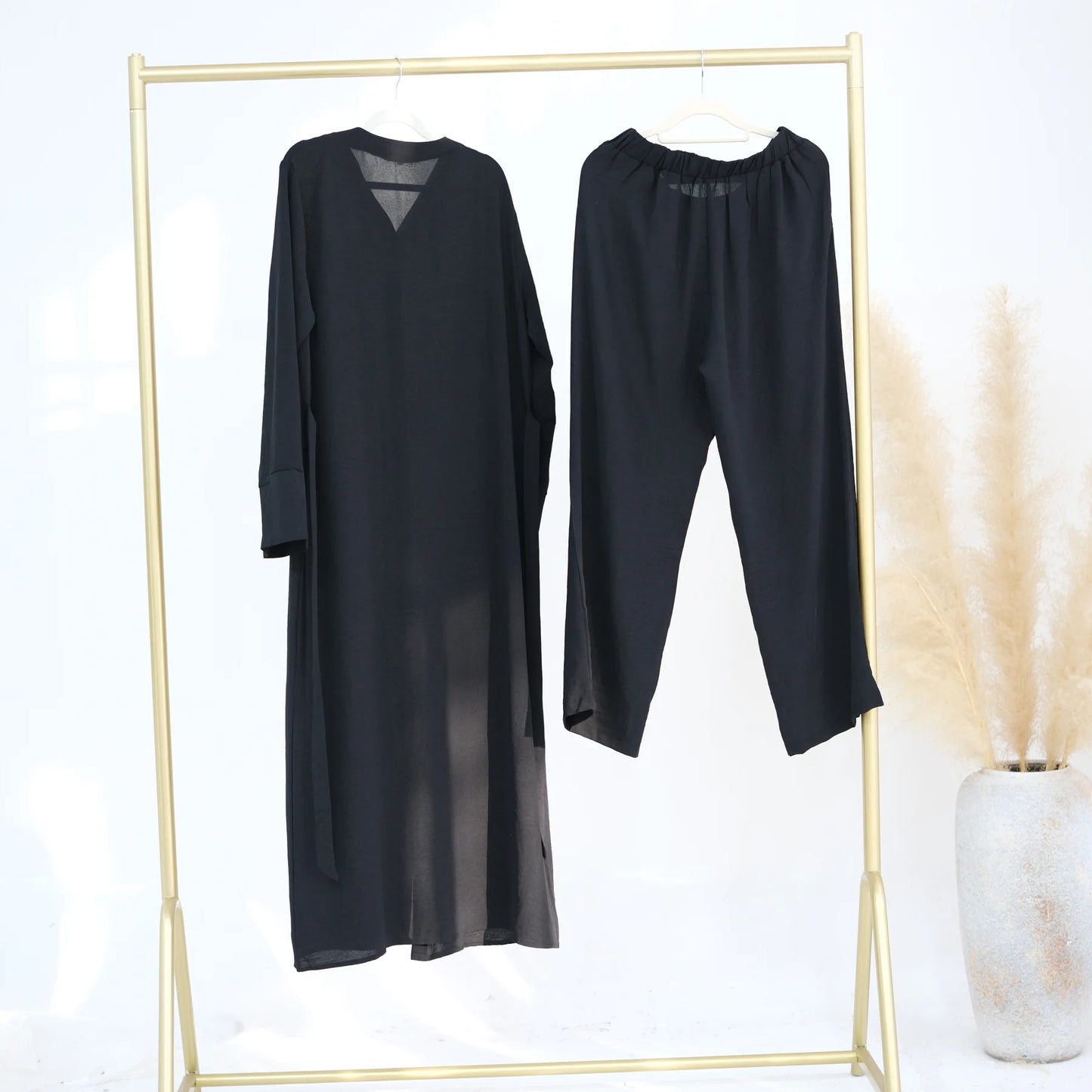 Maxy 2PCS Muslim Women Button Long Sleeve Tops Dress Pants Set Dubai Abaya Turkey Kaftan Arabic Outfits Eid Ramadan Islam Clothing