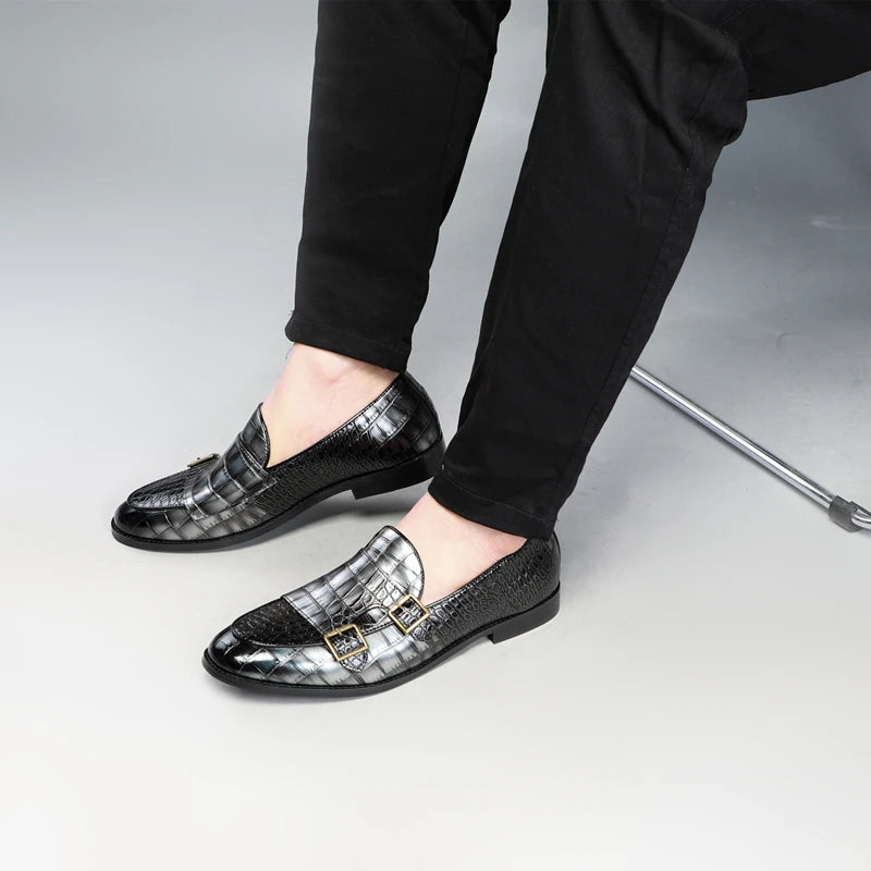 Amay New Spring Fashion British Men Casual Shoes Crocodile Designer Formal Dress Leather Shoes Business Work Loafers Italian Wedding