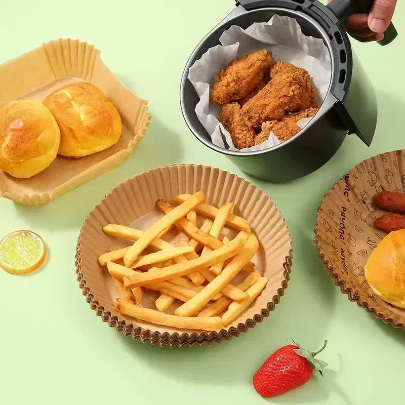 Maxy 23CM Air Fryer Disposable Baking Paper Liner Non-Stick Mat Steamer Square Round Parchment for Microwave Oven Kitchen Cookers