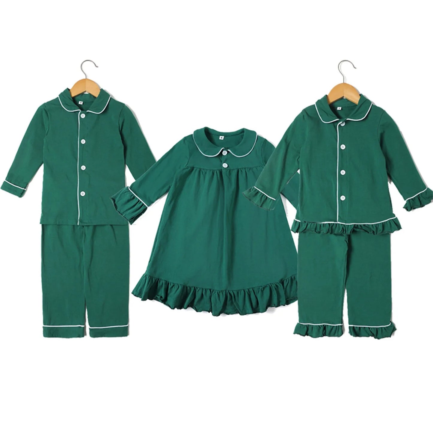 Momsey 2024 Baby Boys Girls Sibling Pajamas Matching Family Christmas Pajamas Sets Children Red Green Kids Lapel Cardigan Christmas PJS