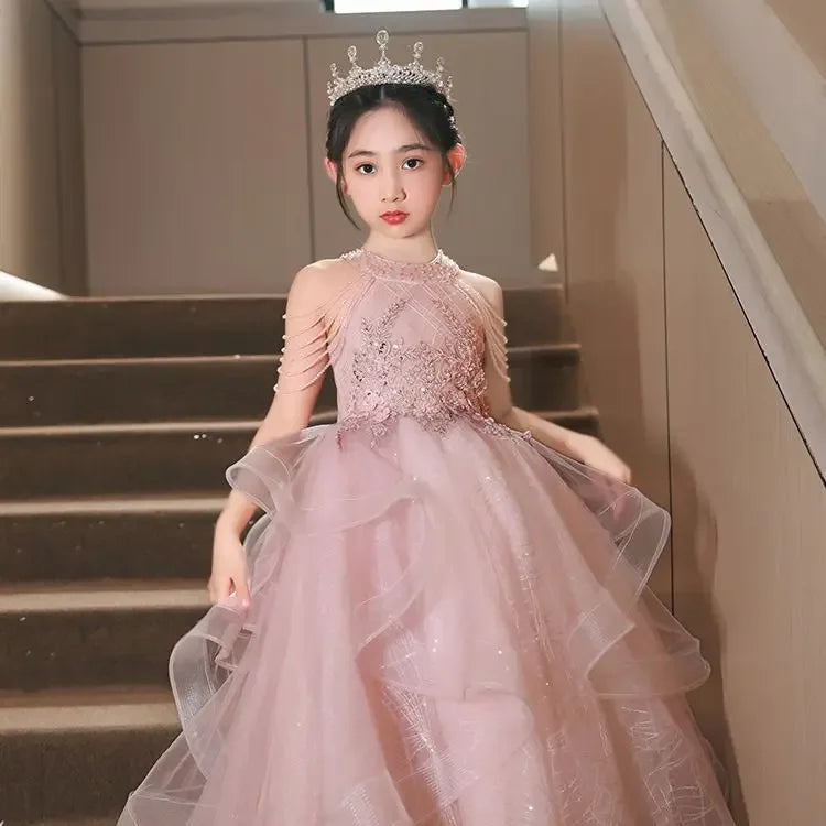 Maxy Princess luxury girl children's Birthday party dress for Kids 8 14 years prom dresses pageant teen bridesmaid Wedding ceremony Ball Gowns