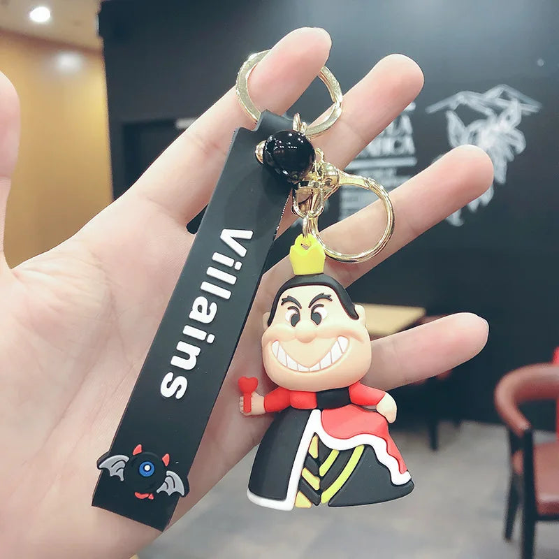 Maxy Anime Disney Figure Villain Maleficent The Evil Queen Cruella Silicone Keychain Bag Key Ring Pendant Children Toy Birthday Gifts