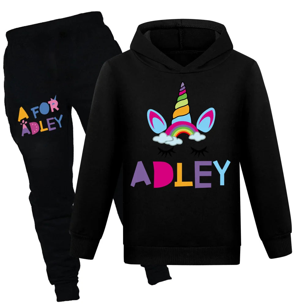 Maxy Children's Clothing A for Adley Girls Boys Clothes Sets Spring Fall Long Sleeve Sweatshirt+Pants Suits Baby 2pcs Girls Set