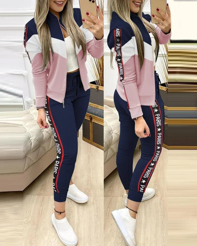 Two Piece Women Set Sport Casual Outfit Fall Clothes for Women Sweatshirt Jumper Top Sweatpants Set Women Suit Tracksuit