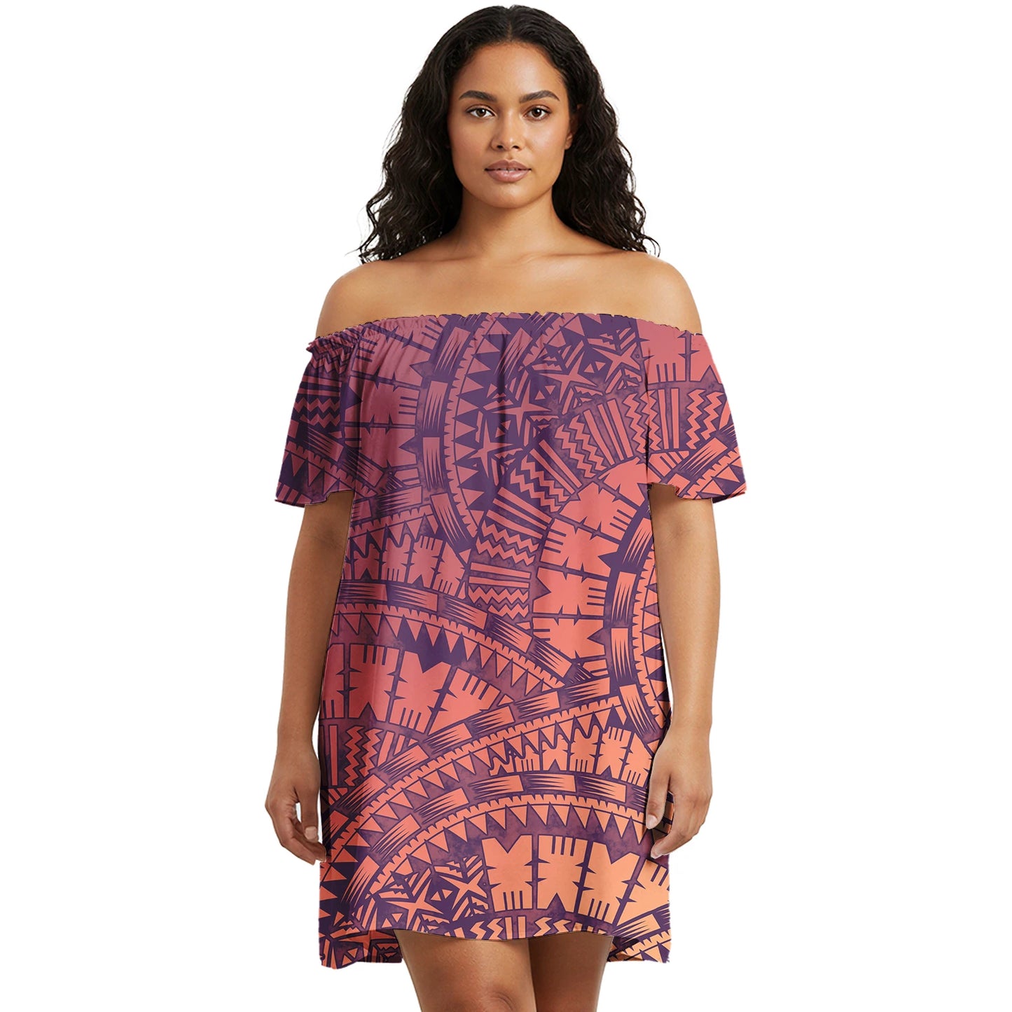 Maxy Flower Print Polynesian Micronesia Custom Dress Short Sleeve Hawaii Stylish Prom Fiji Samoa Tribal Prom Evening Dresses Lady