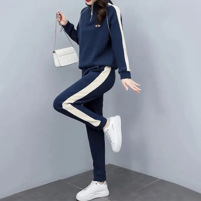 Maxy Women Cloting Sets Sweatshirt+Pants 2Pcs Sports Suit Spring Autumn Fashion Streetwear Zipper Outfit Female Casual Tracksuit