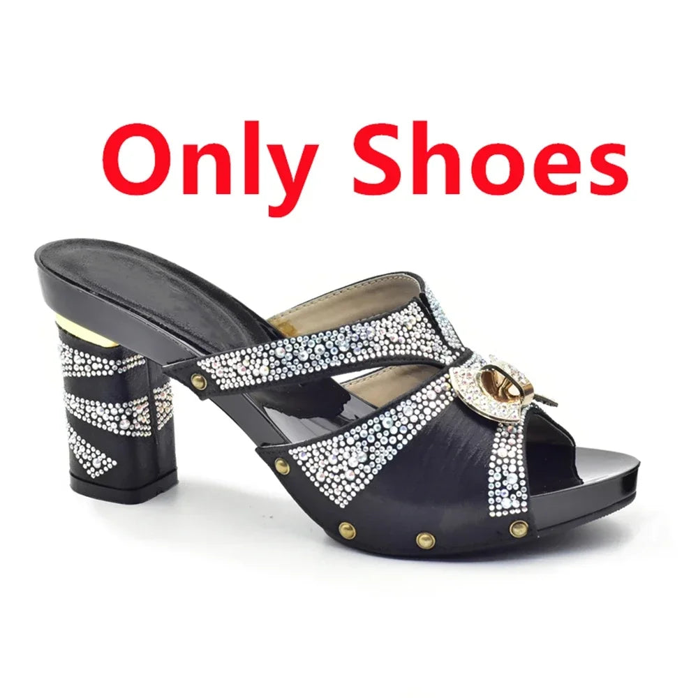 Maxy New Arrival African Matching Shoes and Bags in Women Nigerian Party Pumps Wedding Shoes Bride Wide Heels Women