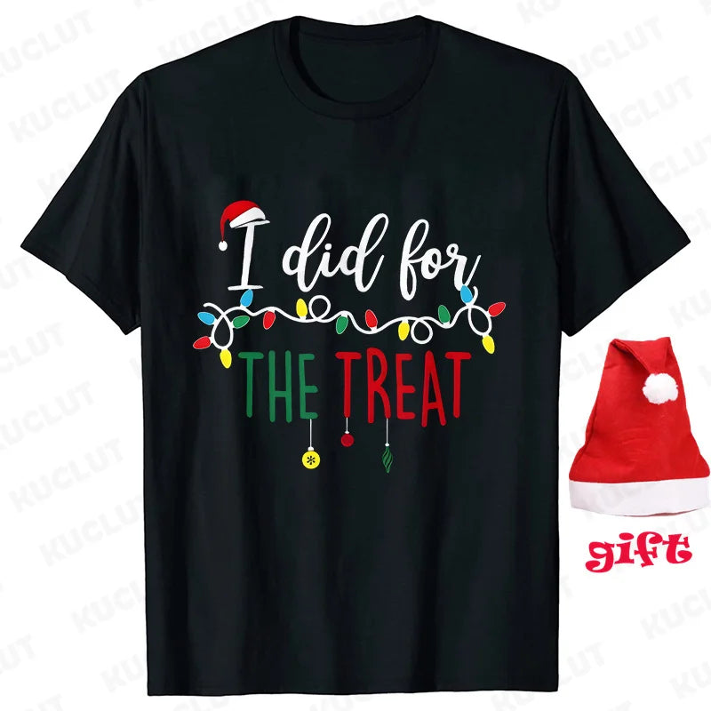 Family Matching Christmas T-shirts Tops Funny Don't Do Matching Xmas Outfits Couple Set T-shirts Clothing with Christmas Hats