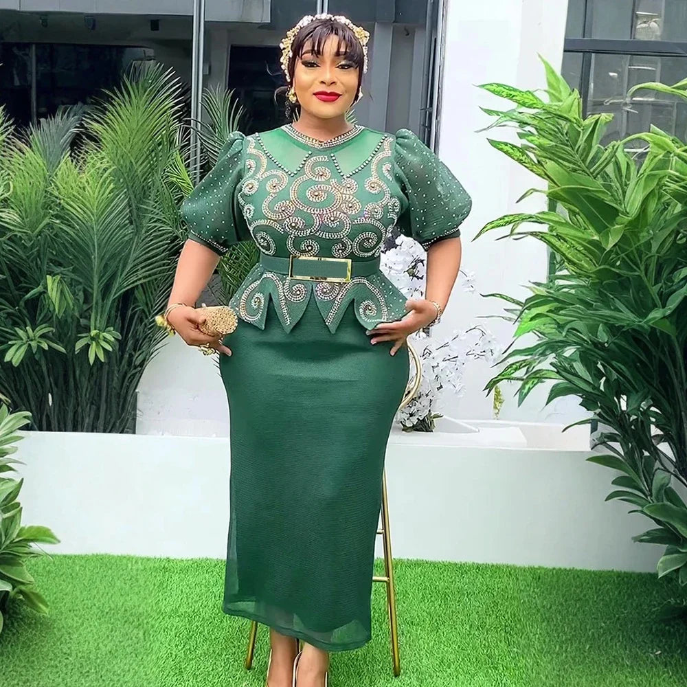 Amay Plus Size Party Dresses for Women New Fashion Dashiki Ankara Wedding Evening Gown Elegant Turkey Muslim Maxy Dress