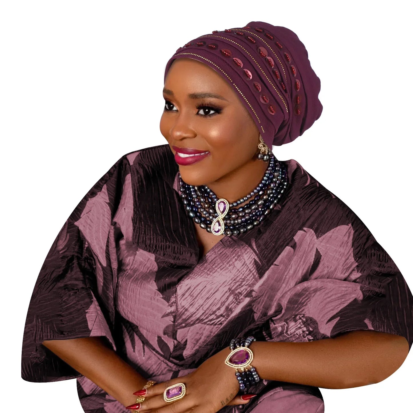 Maxy New Diamonds Turban Cap for Women Muslim Hijab Bonnet Headscarf Nigeria Geles Wedding Hat African Auto Gele Head ties Head Wrap
