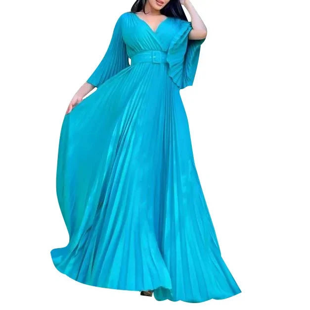 Amay Dress for Women Autumn Fashion Dashiki Solid Color 2 New Arrival Robe Elegant Party Maxy Dress