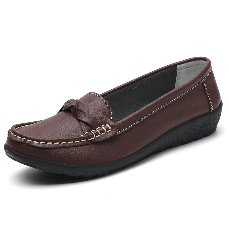 Maxy Shoes Women Slip On Casual Flats For Women's Loafer Soft Leather Zapatos De Mujer Flat Shoes Women Footwear White Shoes