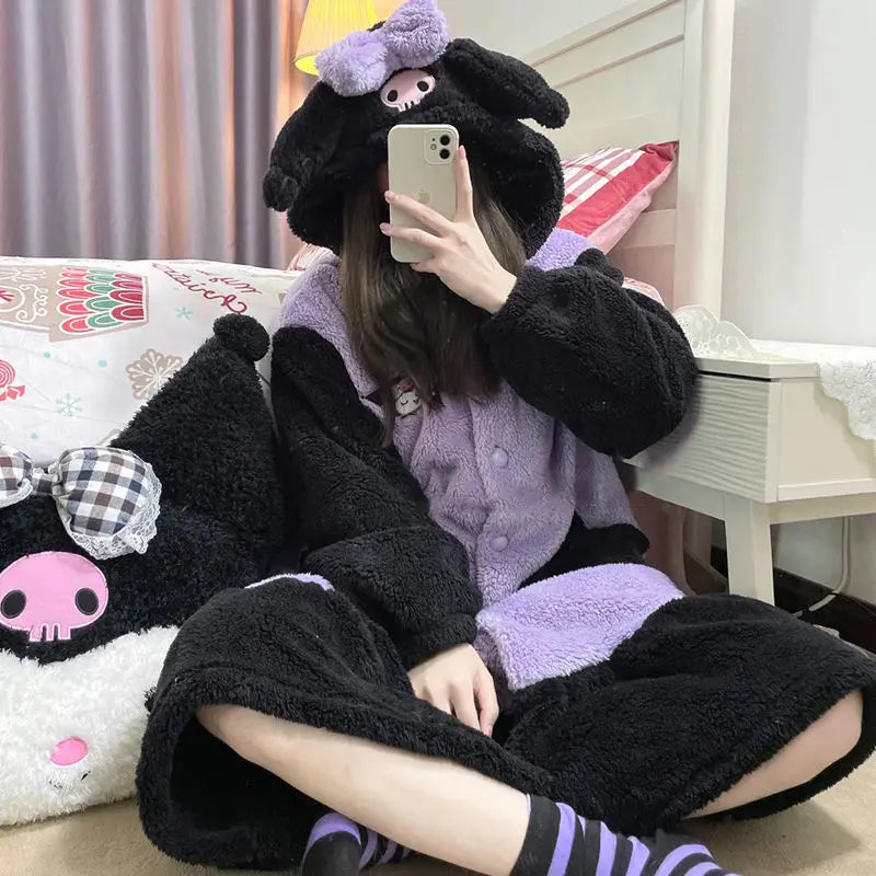 Zay Women's Onesies Flannel Cosplay Costume Dinosaur Panda Fox Animal Pajama Cartoon Hooded Sleepwear Halloween Christmas Nightdress