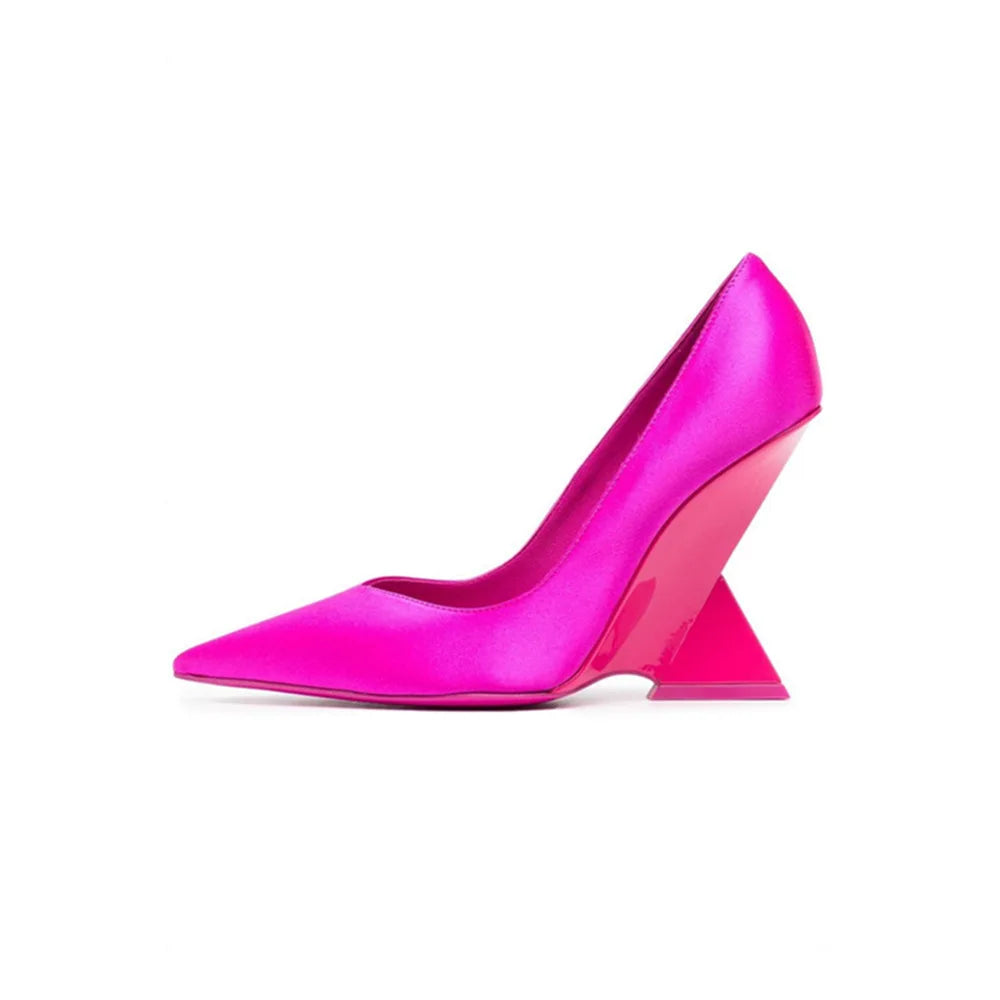Maxy Women Heels Pumps Designer Shoes Patent Leather Pointed Toe Slingback Shallow Luxury Brand Strange Heel Woman Shoes