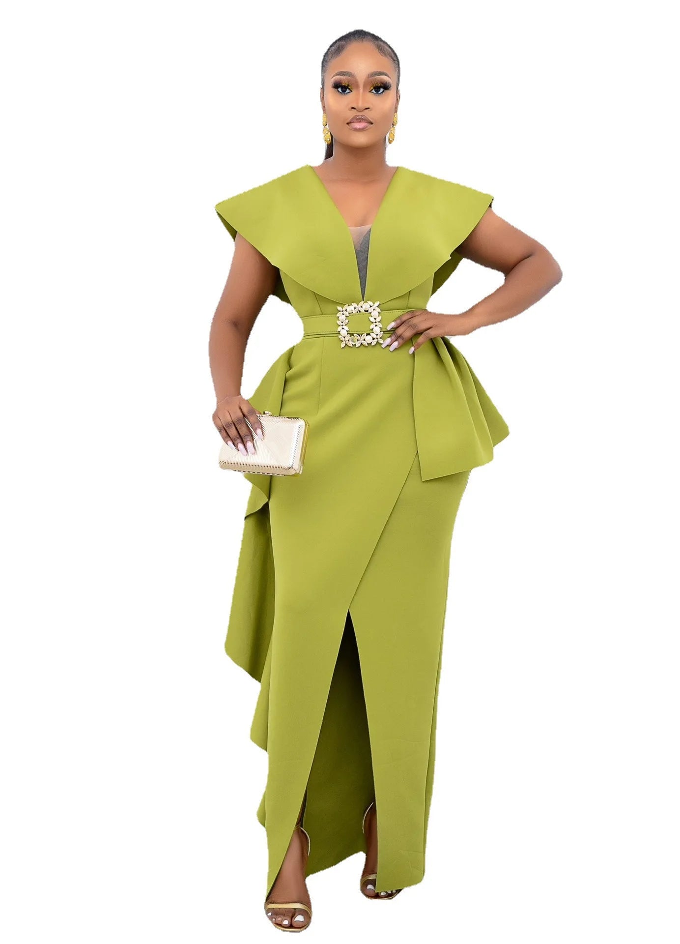 Babs Dresses for Women Summer African Women V-neck Sleeveless Plus Size Long Dress Maxy Dress S-5XL