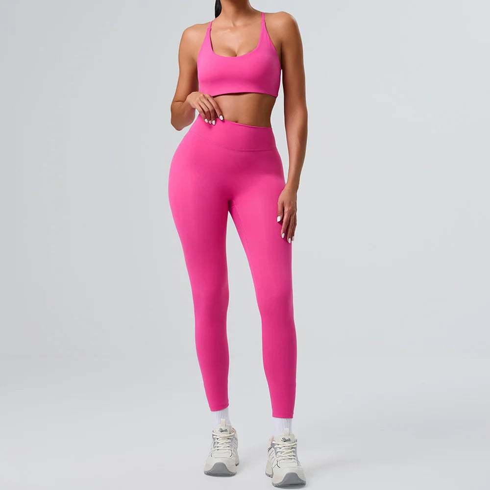 Maxy Yoga Sets 2 Pieces Women's Tracksuit Fitness Suit Sportswear Workout Set Sports Bra High Waist Leggings Gym Clothing Sports Suit