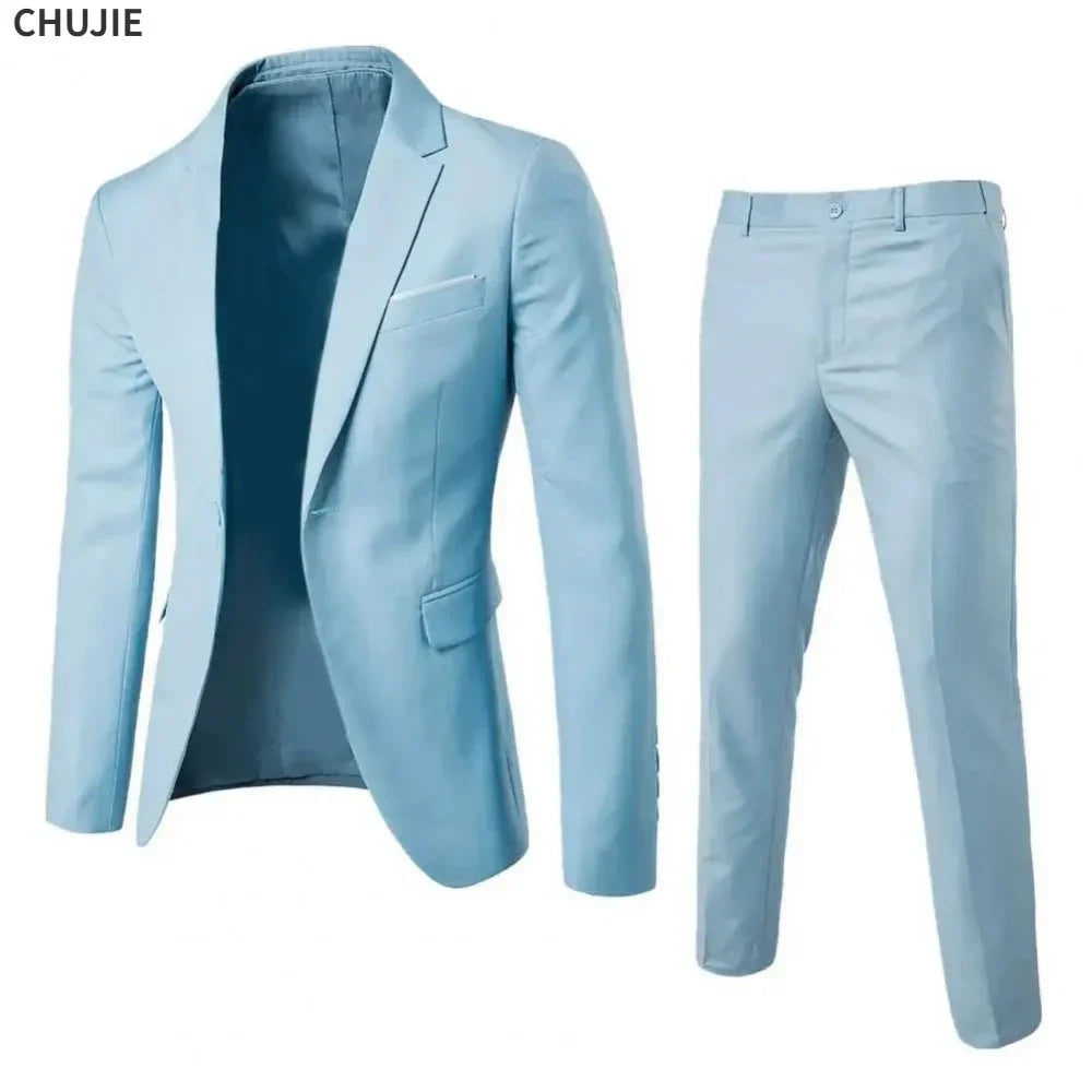 Visco Men Suits For Business Wedding Blazers 2 Pieces 3 Sets Elegant Full Vest Pants Coats Formal Jackets Luxury