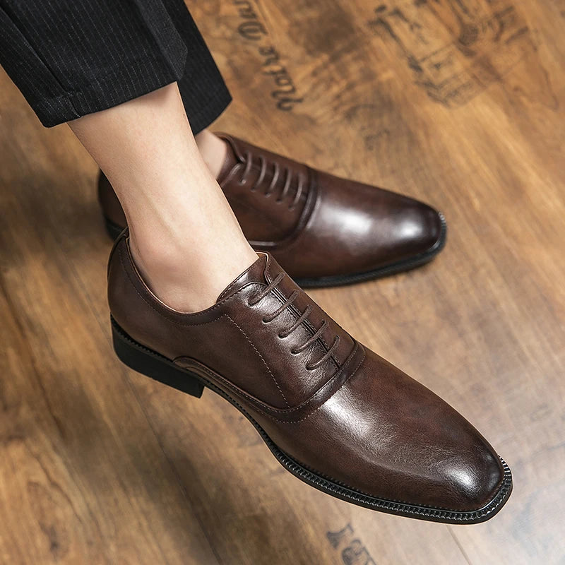 Visco Elegant Leather Men Shoes Italian Formal Dress Male Footwear Luxury Brand Fashion  Office Working Oxford Shoes for Man