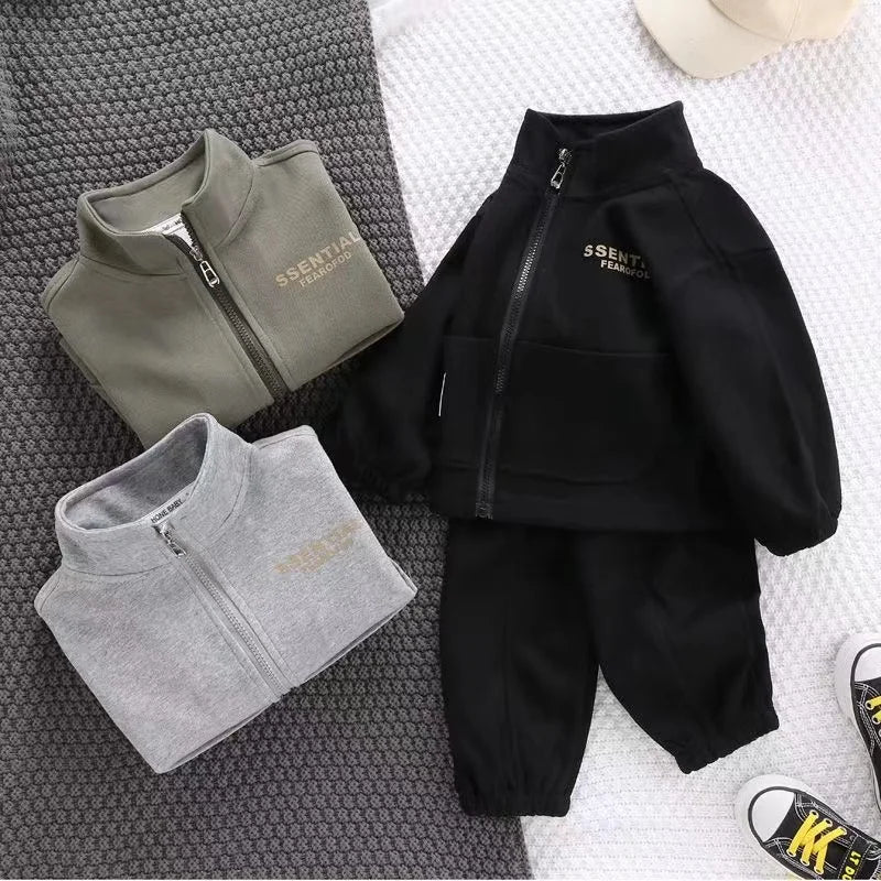 Maxy Autumn Children Boy Clothes Set Girls Letter Coat and Pants Suit Kid Sweatshirts Top and Bottom Tracksuits