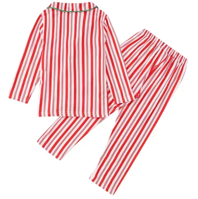 Maxy Striped Christmas Family Matching Pajamas Sets Father Mother Kids Baby Sleepwear Xmas Daddy Mommy and Me & Dog Pj's Clothes