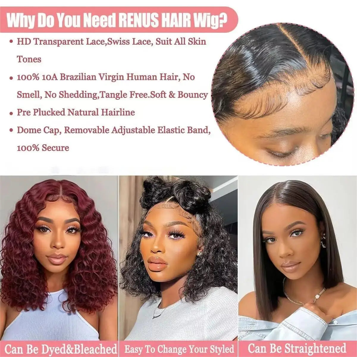 Maxy 8 16 inch Short Curly Bob Wigs Human Hair Deep Wave 13x4 Lace Front Wig 180 Density 13x6 Lace Front Wig Virgin Hair Glueless Wig