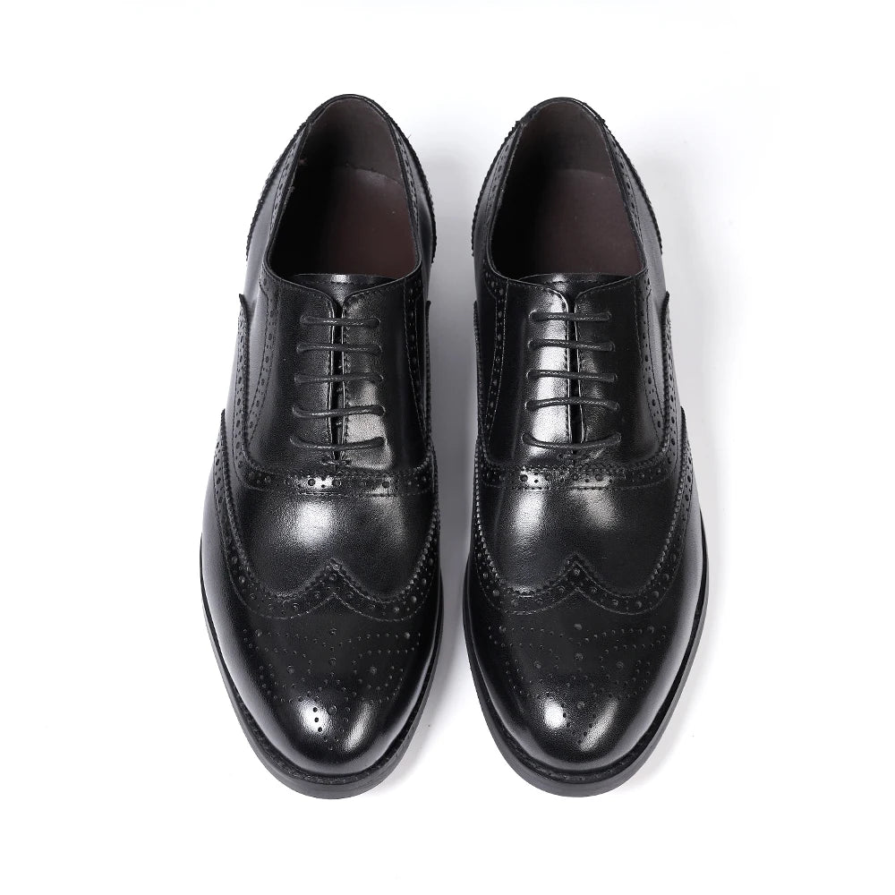 Maxy Brogue Style Men's Oxfords Genuine Leather Classic Wingtip Wedding Party Dress Shoes for Men Lace-Up Office Suit Formal Footwear