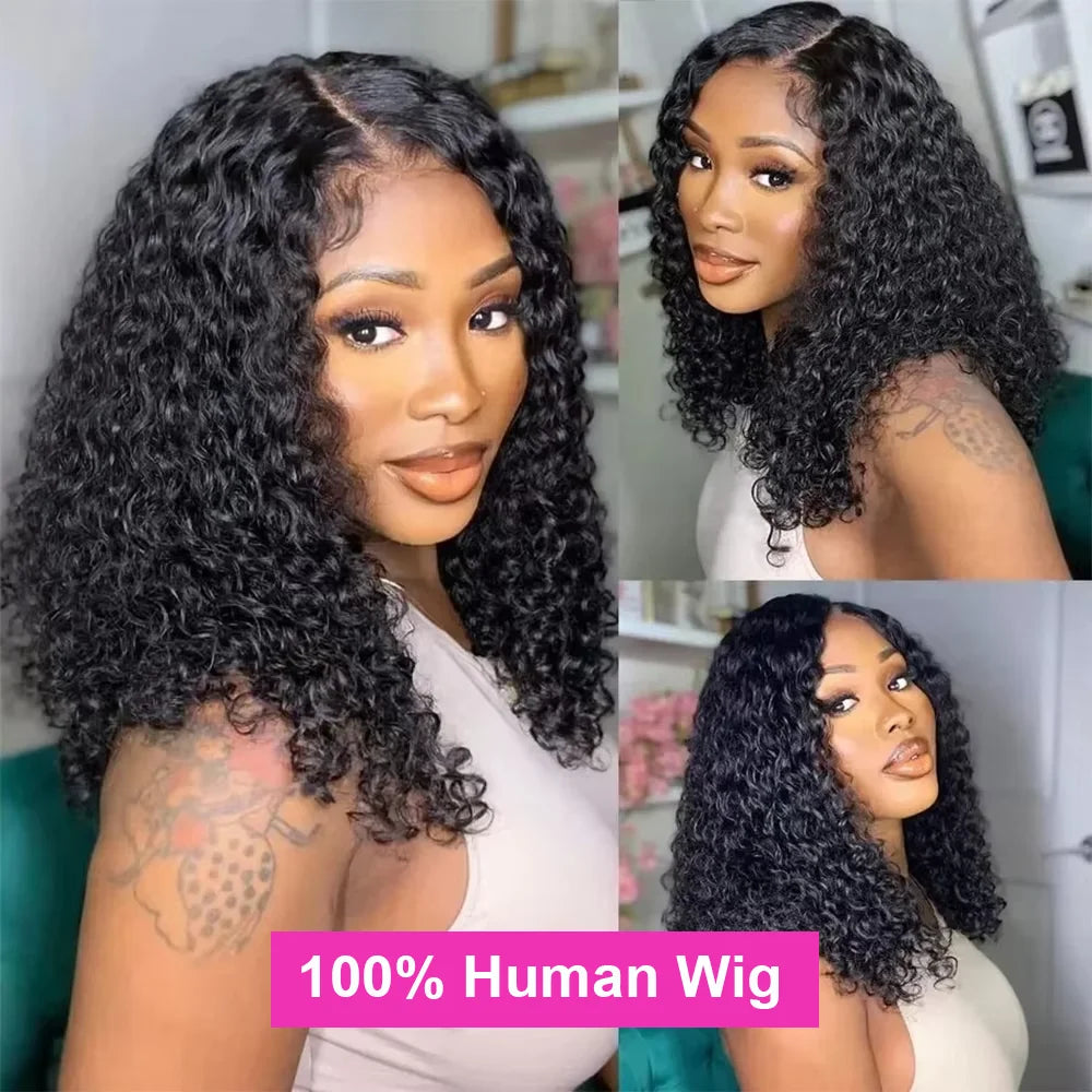 Maxy Kinky Curly Short Bob Real Human Hair Wigs 13x4 Transparent Lace Front Wigs For Women Remy 4x4 Closure Soft Bob Wig 200%