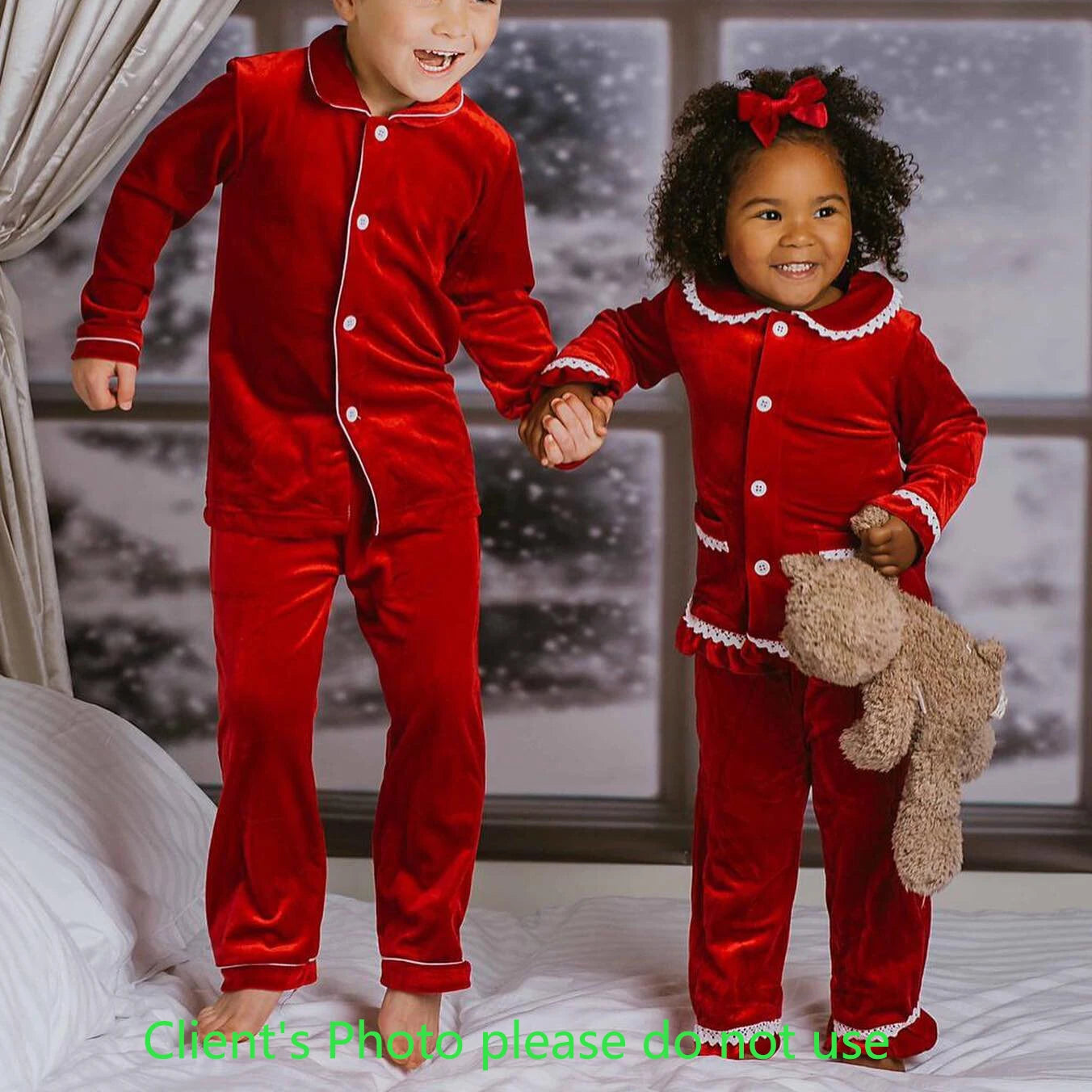 Red Velvet  Max Family Matching Pjs Christmas Mother Kids Pajamas Sleepwear Baby Clothes Loungewear Red Boys Girls Pyjamas Set