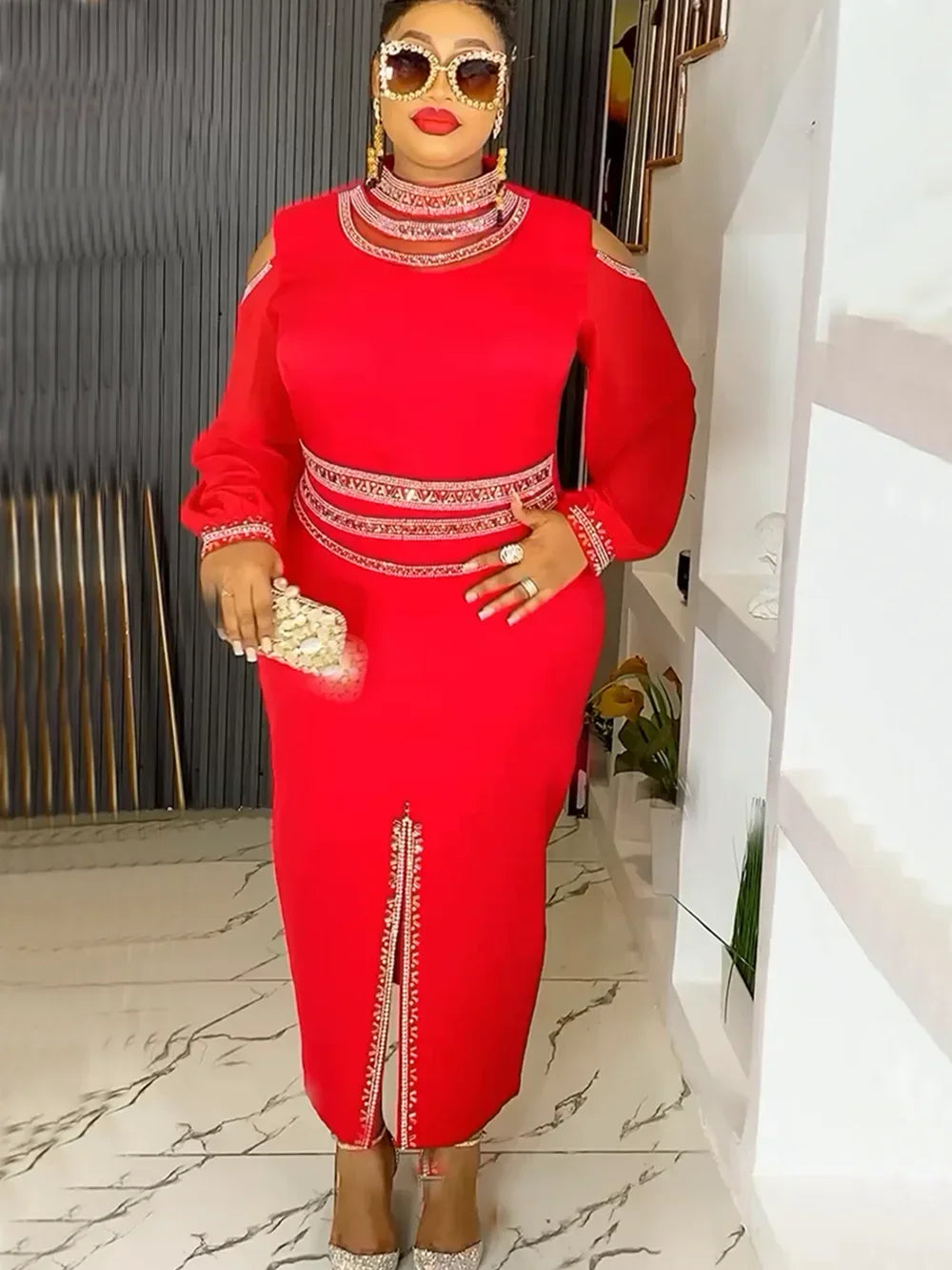 Amay Elegant Dresses for Women New Summer Africa Clothing Plus Size Wedding Party Long Dress Dashiki Ankara Outfit Robe