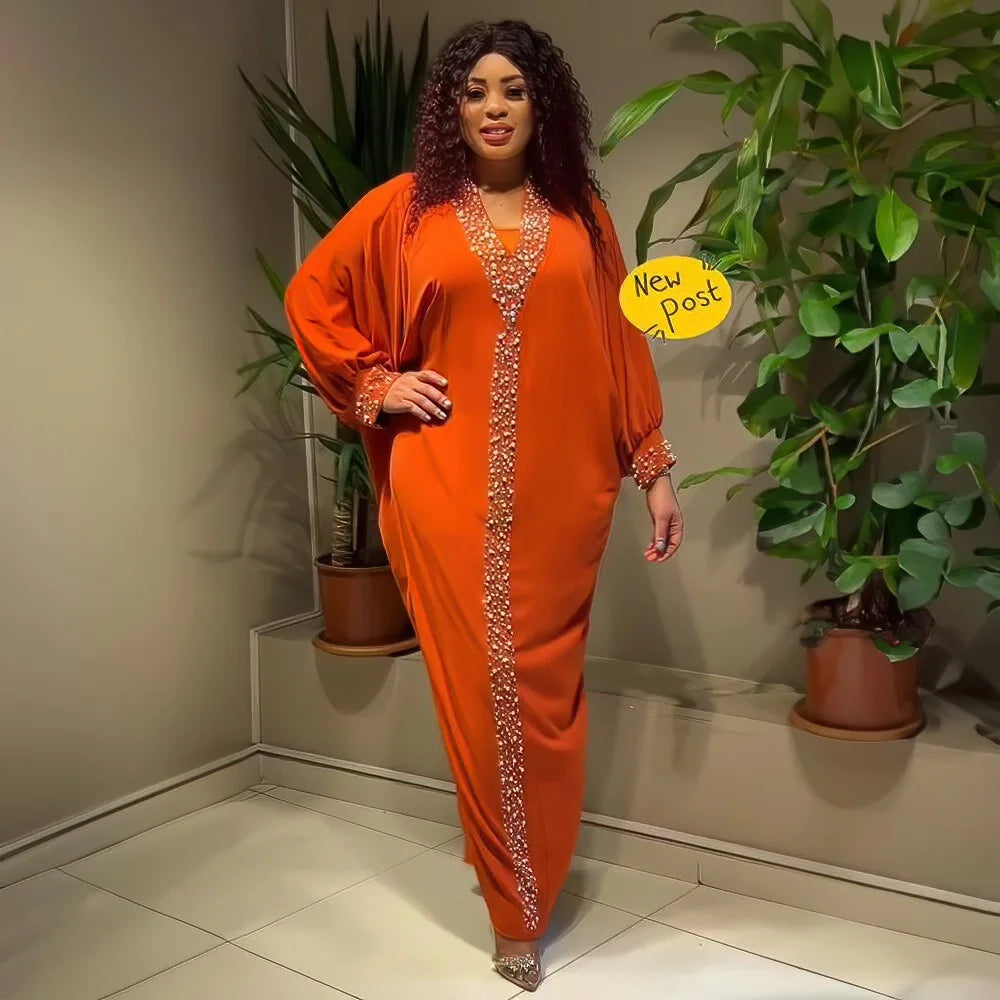 Amay Plus Size Dresses For Women Dubai African Abayas Wedding Party Long Sleeve Robe Turkey Wears Boubou Femme Style Africain
